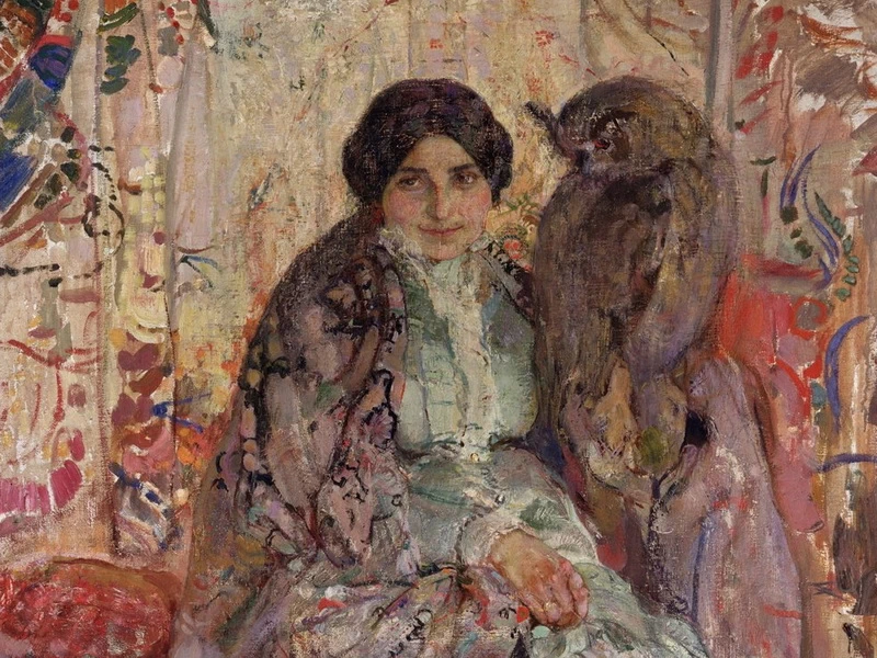 1881-Alexander Savinov - Donna con un gufo reale